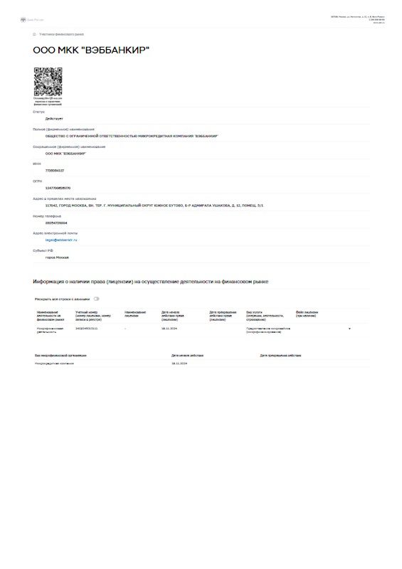 Лицензия МФО